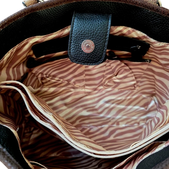 👜 Dana Buchman Brown Striped Tote Bag w/ Faux Suede Accents - Picture 7 of 16